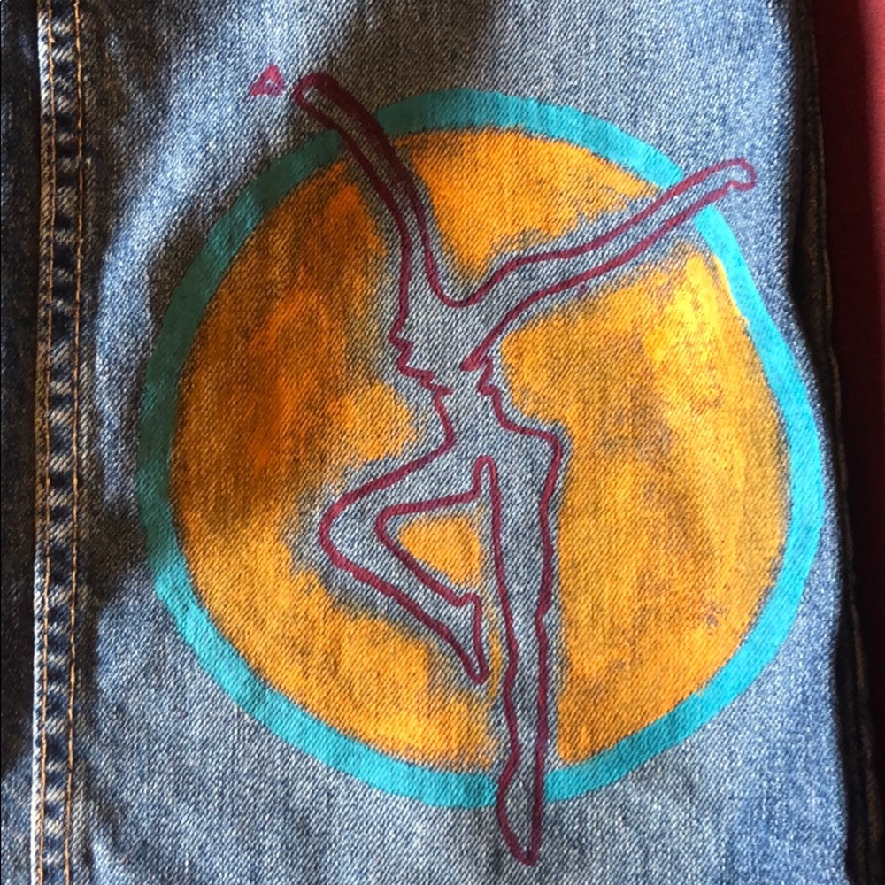 Hand painted 517 Levi’s (with DMB fire dancer)
